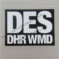 China supplier Custom Destructible label material Black and white rectangle 7.5X10.0cm print words Eggshell sticker