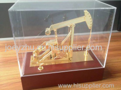 Diecast Zinc Alloy & Wood & Acrylic Plastic Oil Pumping Unit Model with Music Box