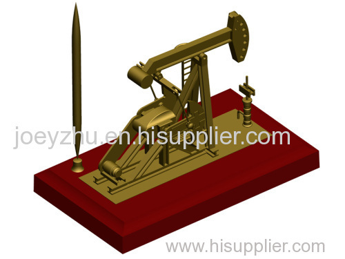 Zinc Alloy & Wood Oilfiled Pumping Unit Model with Pen Holder
