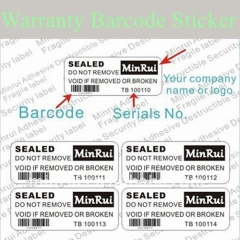 Security Asset Tracking Stickers Destructible Vinyl Labels Asset Barcode Labels Tamper Evident Label With Barcode