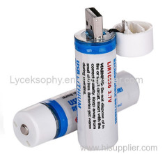 2 pcs USB Rechargeable Batteries 18650 3.7V usb battery with LED Lights