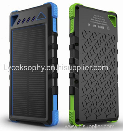 Superior quality 8000mah waterproof solar power bank