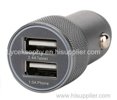 2.4A&1A Dual USB Car Charger with led light