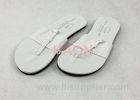 White EVA Hotel Disposable Slippers Black Sole PU Flop Elastic Vamp Sewn Label