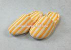 White / Orange Stripes Terry Cloth Thong Slippers Non-Slip Dots Sole