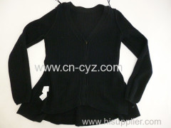 Women's V neck Black Cardigans Fashionable Sweaters