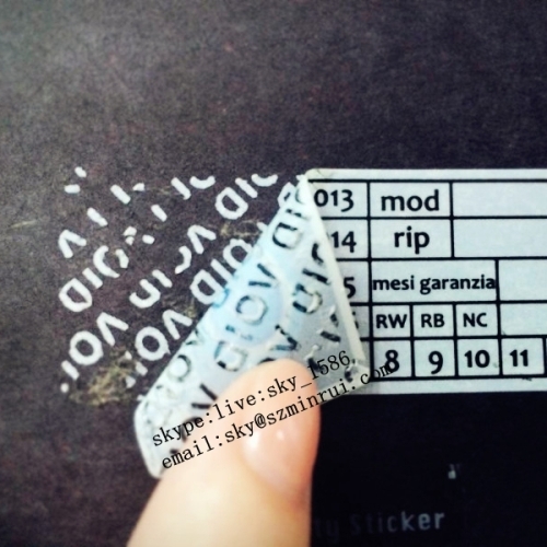 Nice Price Wholesale Security Void Hologram Label Tamper Evident Void Tags Material Minrui is the biggest factory of pro