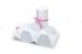 Foldable White Gift Box Printed on Paper Material with Pink Ribbon