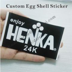 Custom any design Eggshell sticker . Destructible vinyl label material Printed in black and white two colors