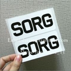 Custom any design Eggshell sticker . Destructible vinyl label material Printed in black and white two colors