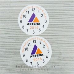 Custom 3 kinds of color printing round destructible self-adhesive warranty label with your logo and date