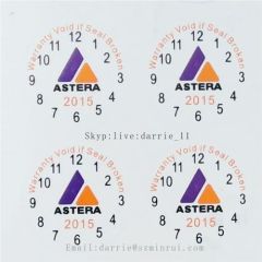 Custom 3 kinds of color printing round destructible self-adhesive warranty label with your logo and date