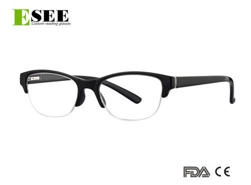 Spring hinges semi-rimless reading glasses