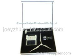 Metal Sloar Wind Turbine Model with Name Card Holder