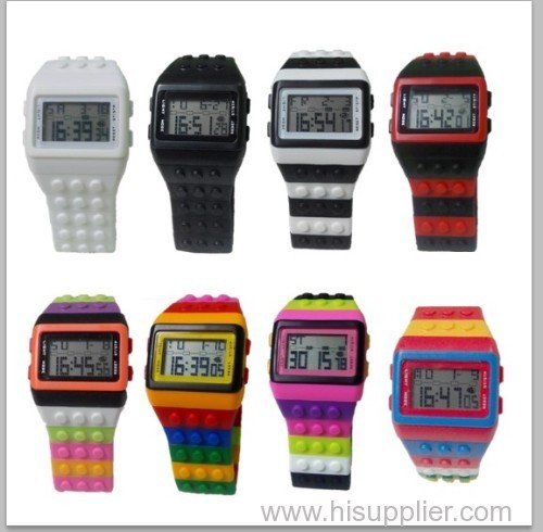 Multi Color Building Block Digital Casual Construction Brick Watch for Lego