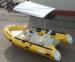 Yellow 14ft Fiberglass RIB Inflatable Rescue Boat With Outboard Motor