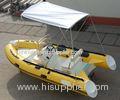 Yellow 14ft Fiberglass RIB Inflatable Rescue Boat With Outboard Motor