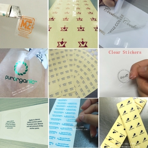 Minrui Green Rectangle Water Proof Transparent Adhesive Label PVC Vinyl Transparent Stickers