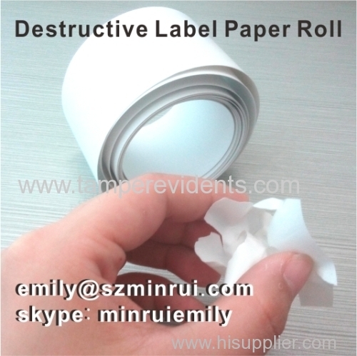 Custom Matte White Ultra Destructible Vinyl Eggshell Paper Self Adhesive Label Material Rolls