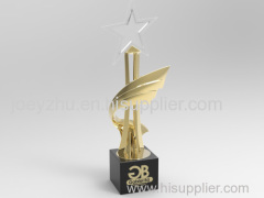 Diecast Metal Trophy with Crystal Star