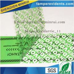 Tamper evident security VOID label with loho and your design