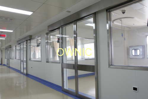 Automatic SS 304 framed tempered glass double opening door