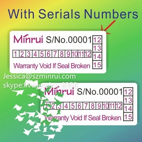 Custom Strong Adhesive Warranty Protection Security Sealed Void If Removed Fragile Paper Labels For Packaging