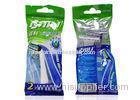 Plastic handle disposable pack twin blades razor with aloe strip head