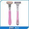 Changeable blade head Personal care three bladed razor with metal soft ubber handle