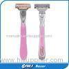 Changeable blade head Personal care three bladed razor with metal soft ubber handle