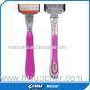 Portable Nonslip pink handle ladies shaving razor with 5 blades shaving blade head