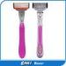 Portable Nonslip pink handle ladies shaving razor with 5 blades shaving blade head