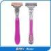 Women skin care super stainless steel 3 blades ladies shaving razor with aloe strip
