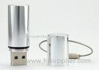 Lipstick Shape USB 2.0 Metal Flash Drive 8GB Silver With Keyring