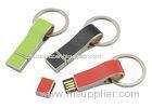 White Leather USB Flash Drive Whistle Style UDP Chip With Big Round Keychain