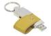 Customised Leather USB Flash Drive 16GB Yellow With Big Round Keyring