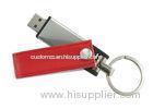Unique Swivel Leather USB Flash Drive / Large Capacity Flash Drive