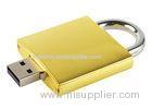 64gb Flash Drive Metal Gold Plated Lock Pattern With Retractable USB Head