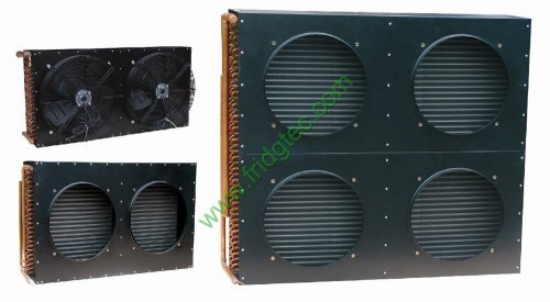 FACTORY SUPPLY COPPER TUBE FIN TYPE CONDENSER WITH FAN MOTOR FROM CHINA