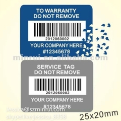 Hot Sale Self Adhesive Vinyl Sticker Barcode sticker Destructible Anti-theft Barcode Labels For Tracking Number