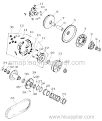 FIGURE 9 DRIVE WHEEL & CLUTCH COMP