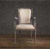 High end cream striped Fabric Dining Chair with Antique brass nailhead trim