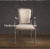 High end cream striped Fabric Dining Chair with Antique brass nailhead trim