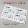 Custom 2.5x5centimeter stickers printed black and green on white eggshell vinyl of the free design warranty sticker