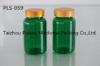 Green Small PET Plastic Bottles Empty Medicine Bottles With Shiny Coating Cap