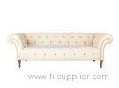 French Antique Style Wooden Leg Upholstered Linen Fabric Sofa for Living Room