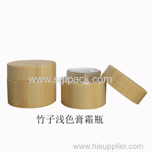 50g Bamboo jar double wall jar cream jar with glass inner jar pp cap natural products gold supplier