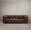 Comfortable Country Antique Vintage Style Living Room Tufted leather sofa furniture