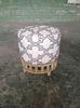 Comfortable French Antique Wooden Base Upholstered Fabric Ottoman Stool Round