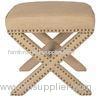 Accent Furniture Upholstered Nailhead fabric covered ottomans / small footstools ottomans